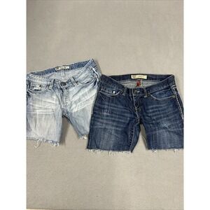 2 Buckle BKE cutoff blue jean shorts womens 28 Dark Light Wash Stella Starlite